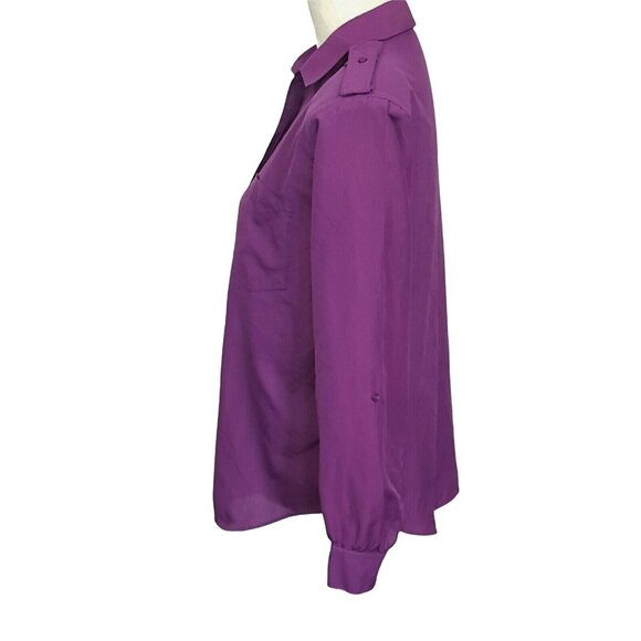 Vintage Diane Von Furstenberg Blouse Size M Button Down Long Sleeve Shirt Purple - Picture 3 of 10